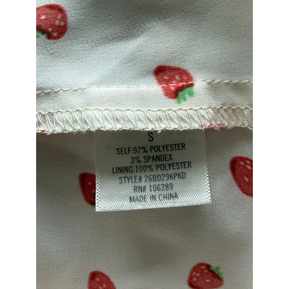 Mi Ami Strawberry Print Mini Dress Women Small Cottagecore Fit Flare Francesca’s - Picture 12 of 13